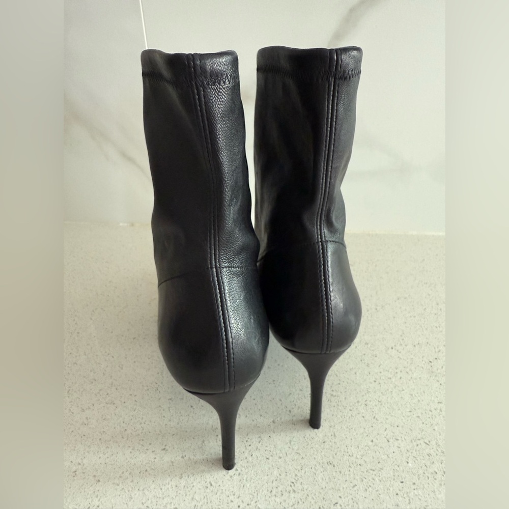 Stuart Weitzman Bootie Pointed Toe Black Stretch … - image 3